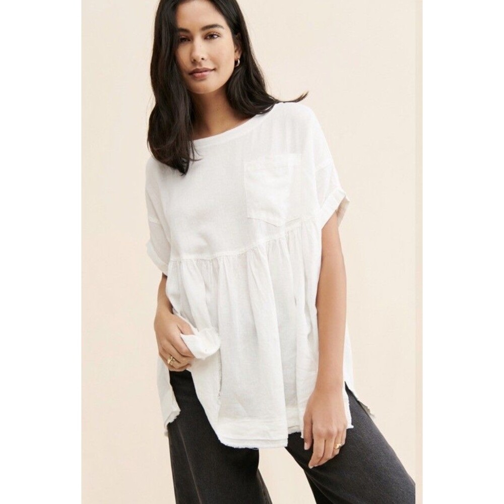 Free People We The Free Moon City Top Oversized Linen Sz M